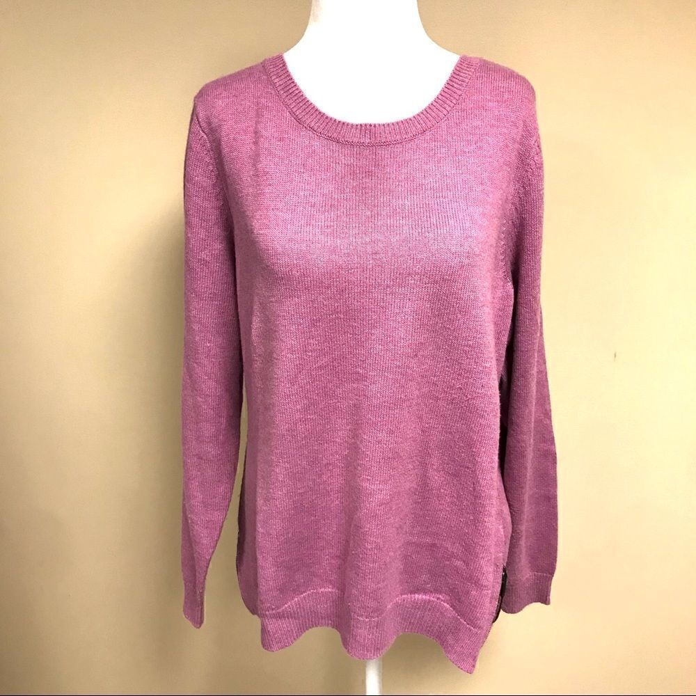 👠Talbots pink sweater with zip up lower sides. Size XL/P